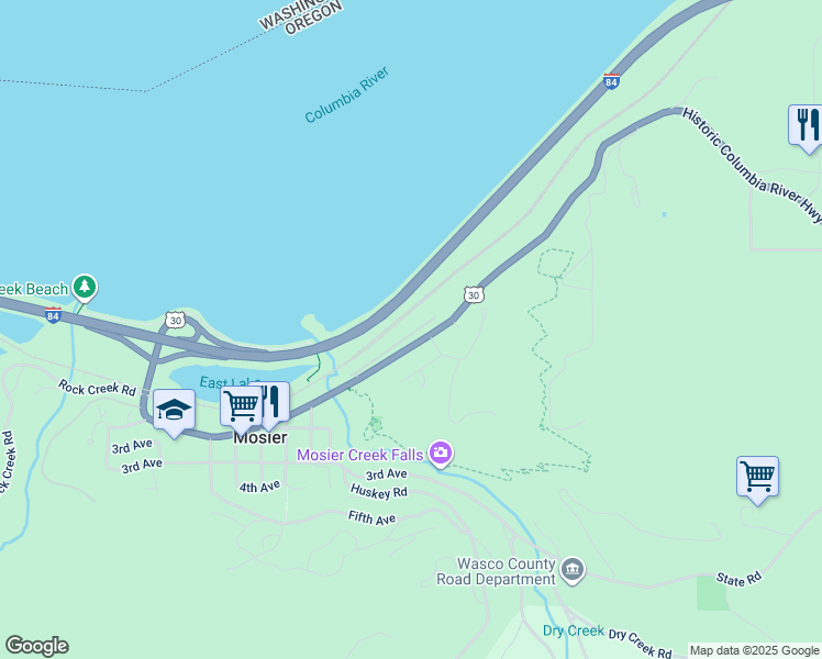 map of restaurants, bars, coffee shops, grocery stores, and more near 26 Mosier Creek Place in Mosier