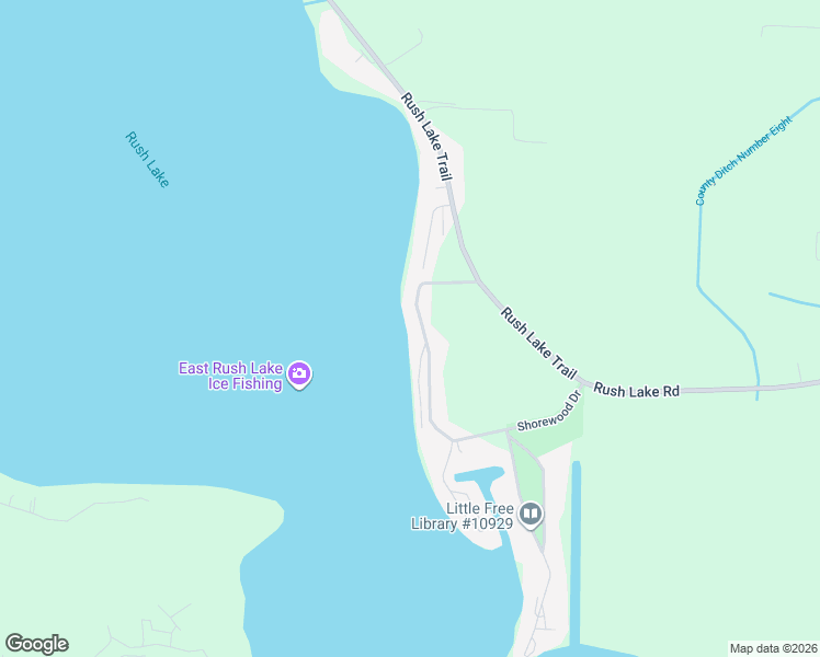 map of restaurants, bars, coffee shops, grocery stores, and more near 50894 Lakeview Drive in Rush City