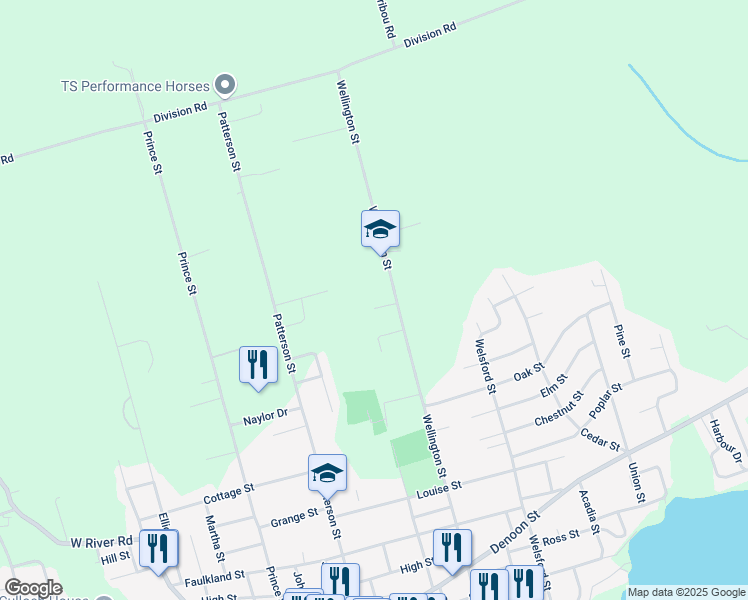 map of restaurants, bars, coffee shops, grocery stores, and more near 18 Wallis Drive in Pictou