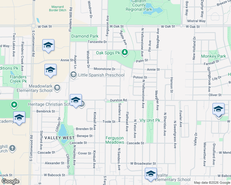 map of restaurants, bars, coffee shops, grocery stores, and more near 802 Sanders Avenue in Bozeman