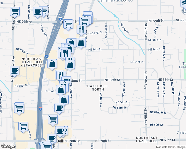 map of restaurants, bars, coffee shops, grocery stores, and more near 8917 Northeast 15th Avenue in Vancouver