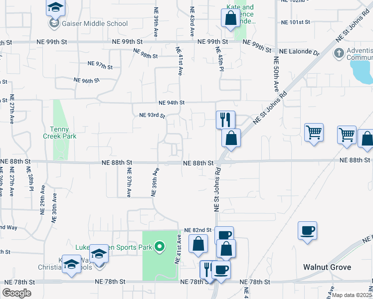 map of restaurants, bars, coffee shops, grocery stores, and more near 8907 Northeast 41st Avenue in Vancouver