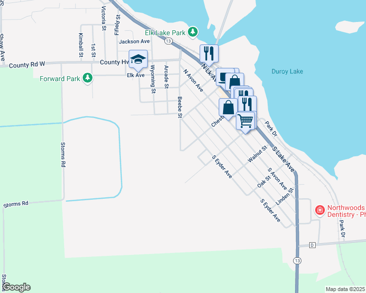 map of restaurants, bars, coffee shops, grocery stores, and more near 104 North Eyder Avenue in Phillips