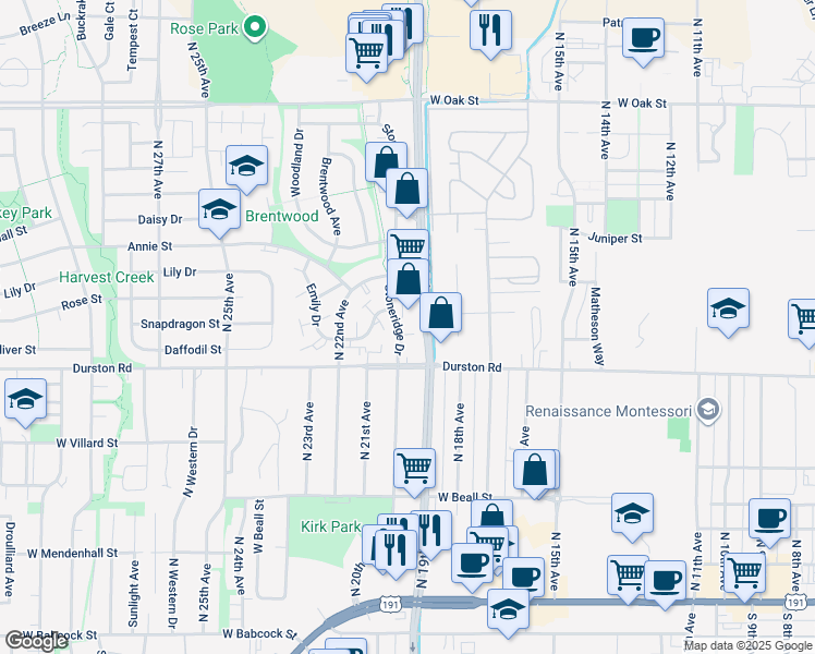 map of restaurants, bars, coffee shops, grocery stores, and more near 710 Stoneridge Drive in Bozeman