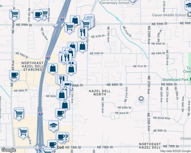 map of restaurants, bars, coffee shops, grocery stores, and more near 8917 Northeast 15th Avenue in Vancouver