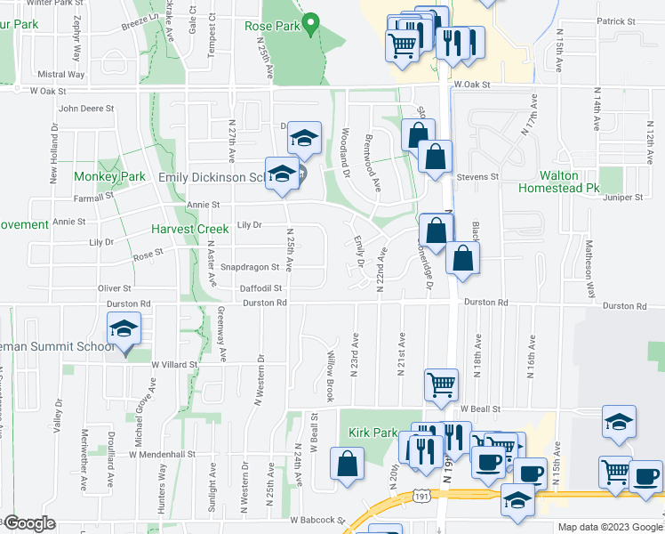 map of restaurants, bars, coffee shops, grocery stores, and more near 768 Roger's Way in Bozeman
