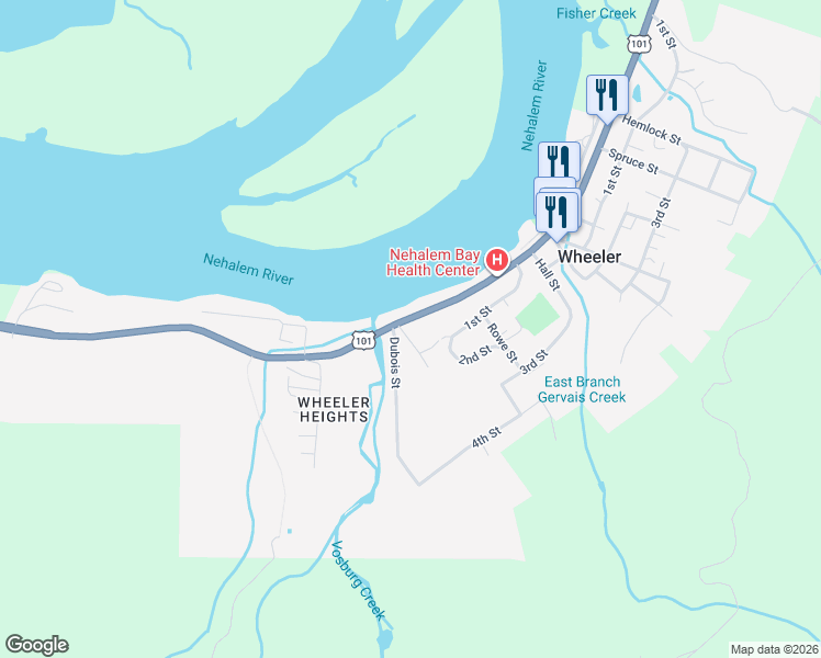 map of restaurants, bars, coffee shops, grocery stores, and more near 61 Gamble Street in Wheeler