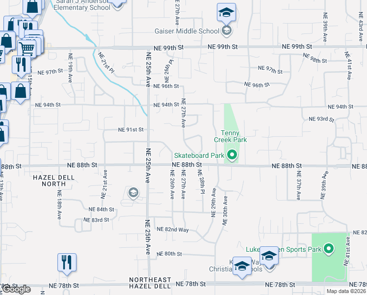 map of restaurants, bars, coffee shops, grocery stores, and more near 8914 Northeast 28th Place in Vancouver