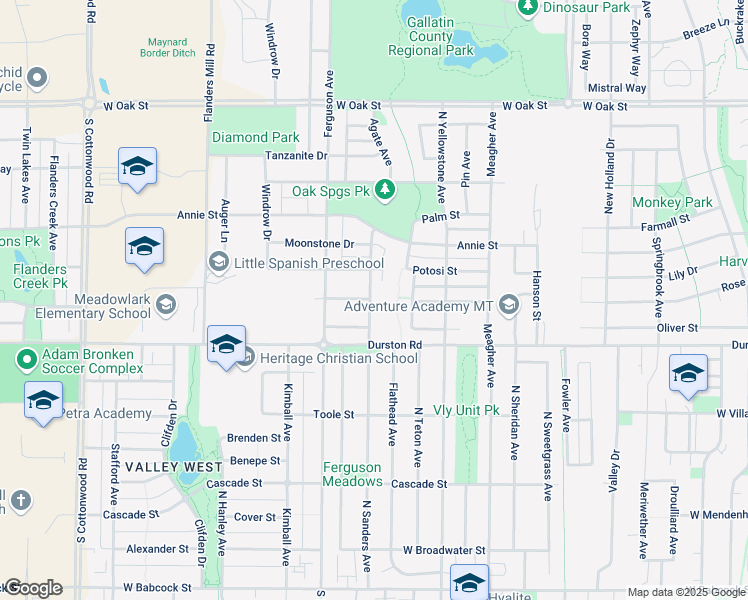 map of restaurants, bars, coffee shops, grocery stores, and more near 802 Sanders Avenue in Bozeman