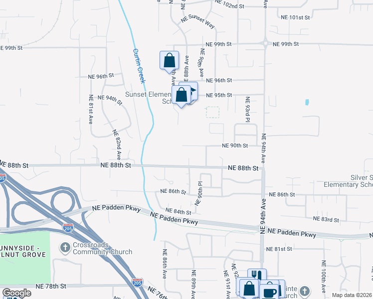 map of restaurants, bars, coffee shops, grocery stores, and more near 8801 Northeast 90th Street in Vancouver