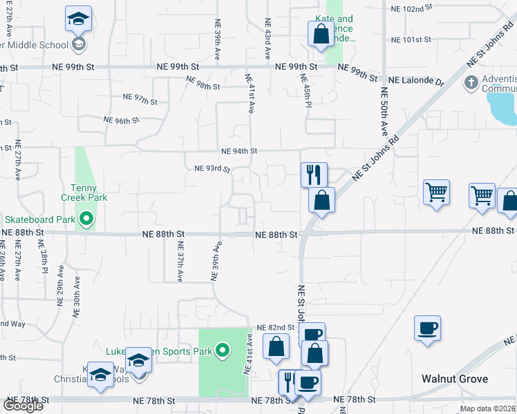map of restaurants, bars, coffee shops, grocery stores, and more near 8921 Northeast 41st Avenue in Vancouver