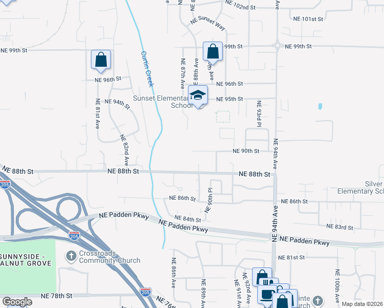 map of restaurants, bars, coffee shops, grocery stores, and more near 8801 Northeast 90th Street in Vancouver