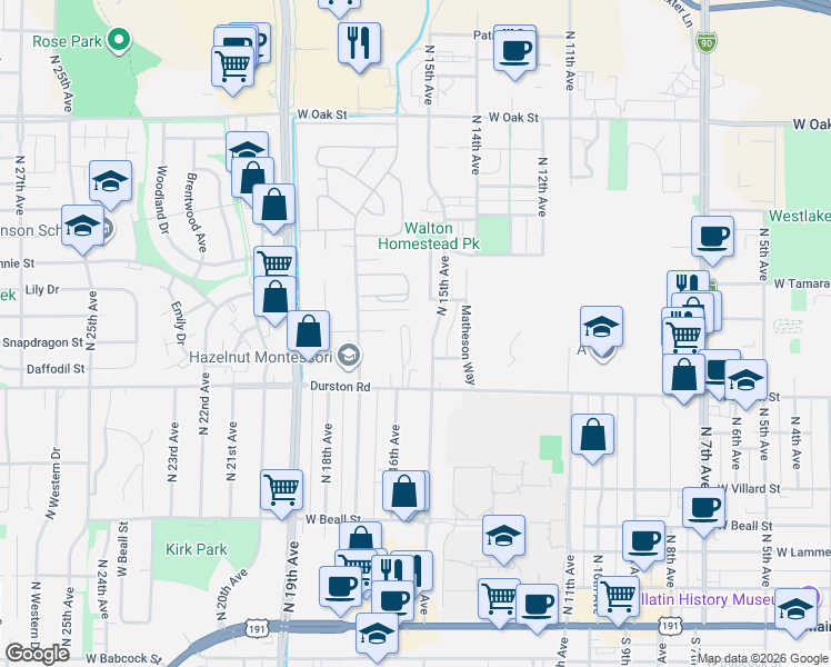 map of restaurants, bars, coffee shops, grocery stores, and more near 723 North 15th Avenue in Bozeman
