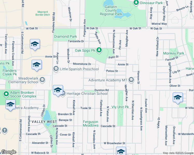 map of restaurants, bars, coffee shops, grocery stores, and more near 816 Sanders Avenue in Bozeman