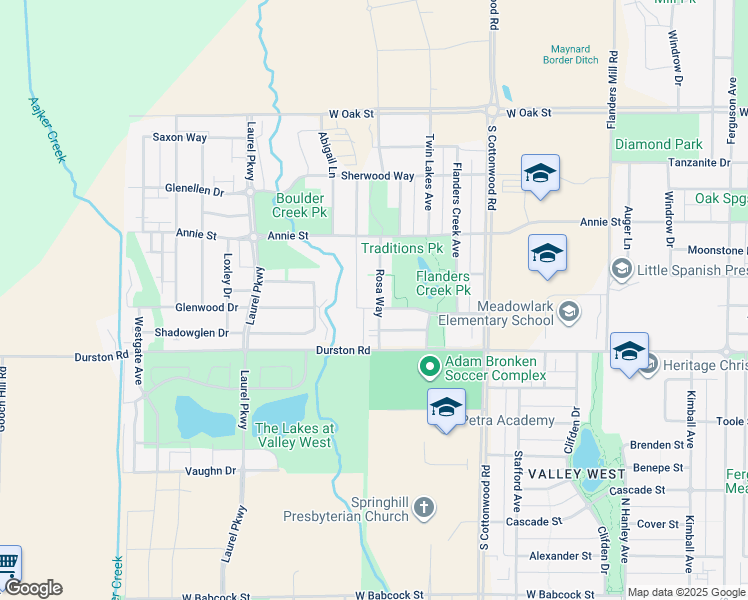 map of restaurants, bars, coffee shops, grocery stores, and more near 723 Rosa Way in Bozeman