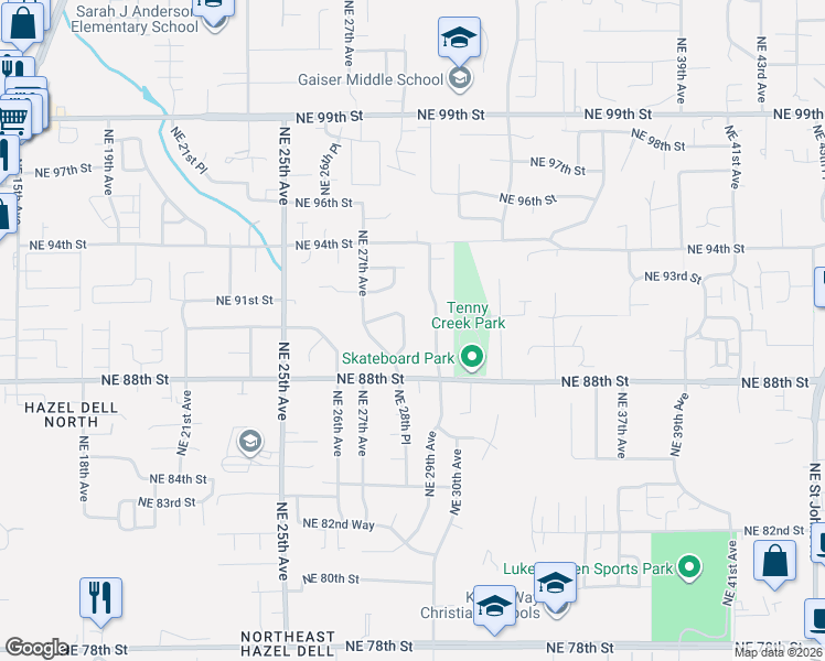 map of restaurants, bars, coffee shops, grocery stores, and more near 8909 Northeast 28th Avenue in Vancouver
