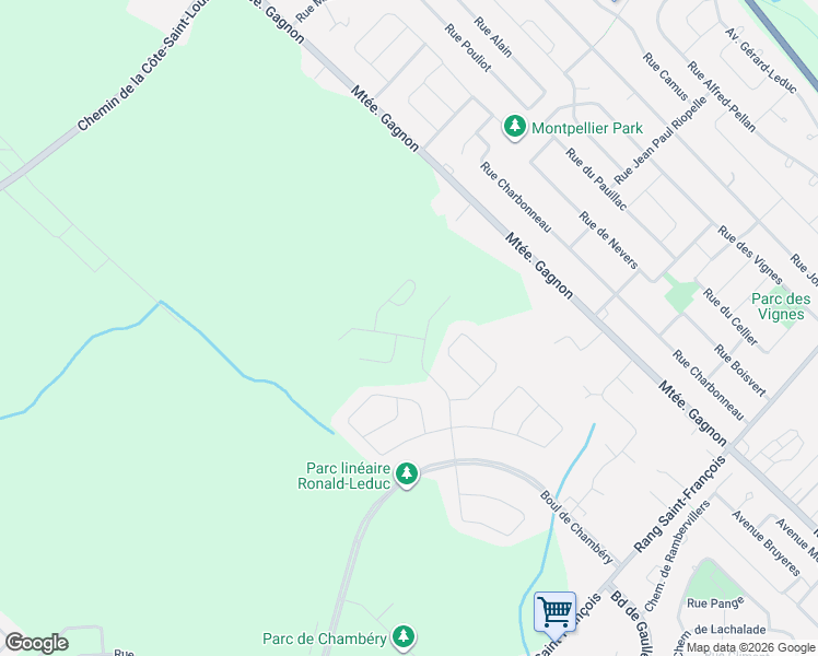 map of restaurants, bars, coffee shops, grocery stores, and more near Rue du Mont-Blanc in Blainville