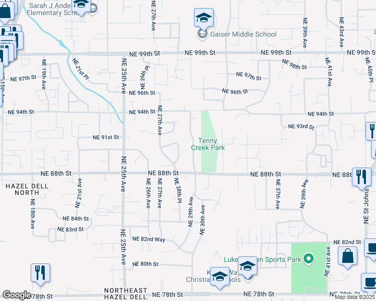 map of restaurants, bars, coffee shops, grocery stores, and more near 8909 Northeast 28th Avenue in Vancouver