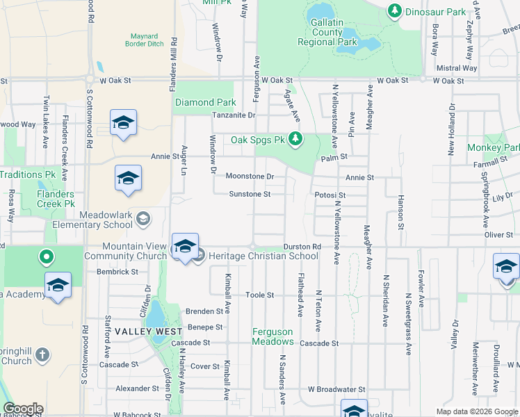 map of restaurants, bars, coffee shops, grocery stores, and more near 4080 Diamond Street in Bozeman