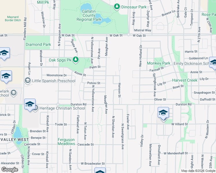 map of restaurants, bars, coffee shops, grocery stores, and more near 745 North Sheridan Avenue in Bozeman