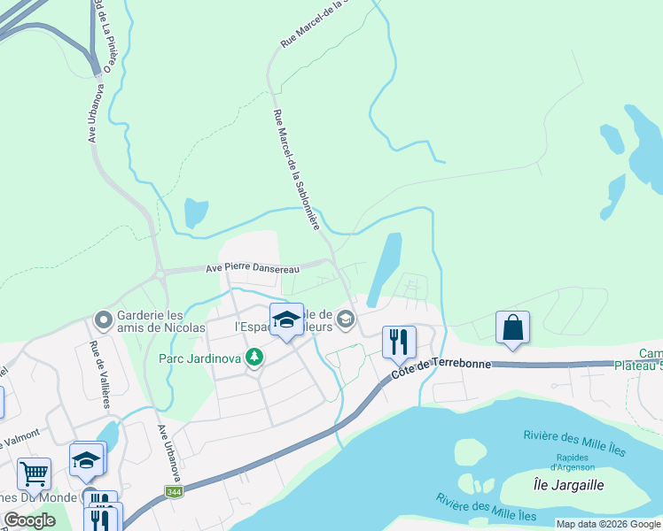 map of restaurants, bars, coffee shops, grocery stores, and more near 980 Avenue Pierre-Dansereau in Terrebonne