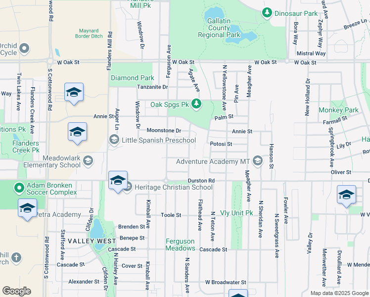 map of restaurants, bars, coffee shops, grocery stores, and more near 802 Sanders Avenue in Bozeman
