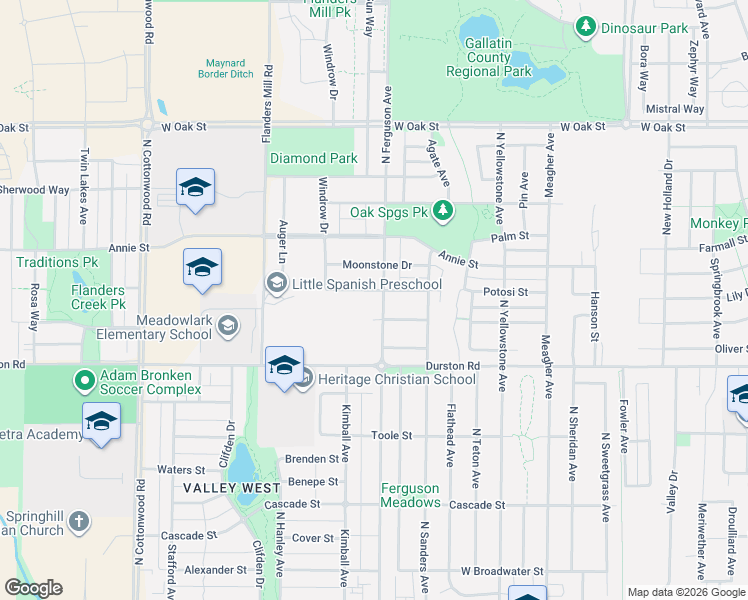 map of restaurants, bars, coffee shops, grocery stores, and more near 701 Ferguson Avenue in Bozeman