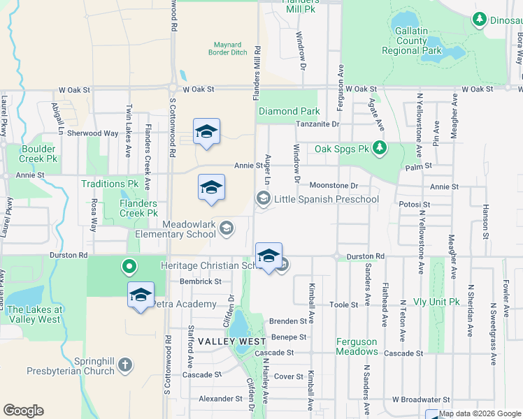 map of restaurants, bars, coffee shops, grocery stores, and more near 130 Flanders Mill Road in Bozeman