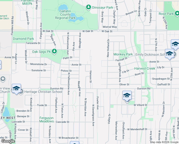 map of restaurants, bars, coffee shops, grocery stores, and more near 881 Hanson Street in Bozeman