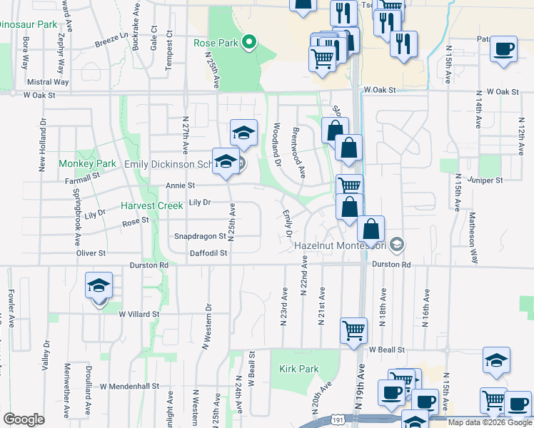 map of restaurants, bars, coffee shops, grocery stores, and more near 844 Roger's Way in Bozeman