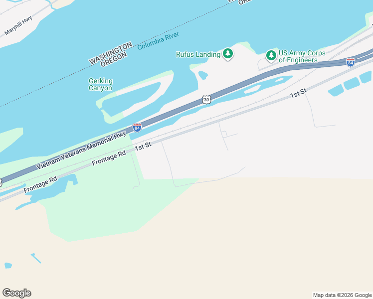 map of restaurants, bars, coffee shops, grocery stores, and more near Biggs-Rufus Highway in Rufus