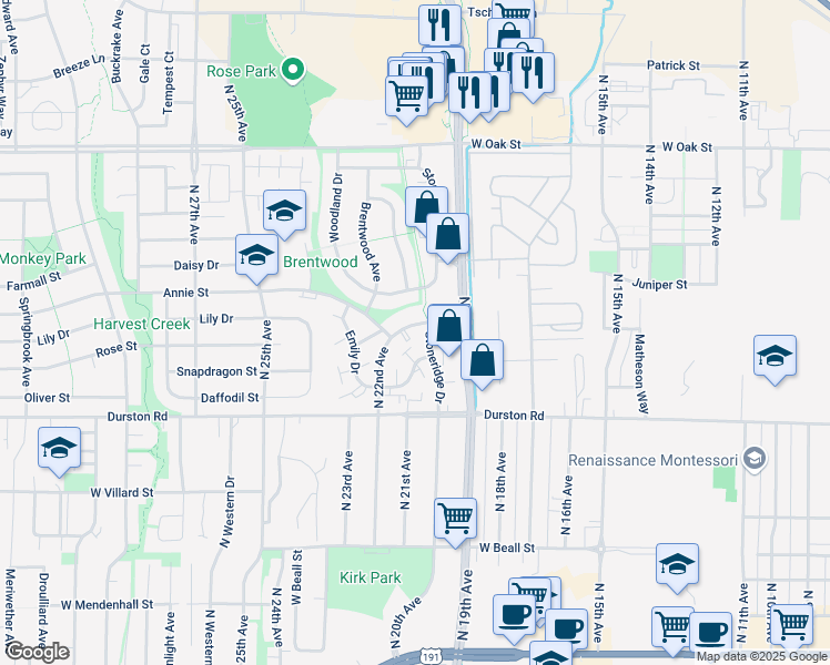 map of restaurants, bars, coffee shops, grocery stores, and more near 2055 North 22nd Avenue in Bozeman