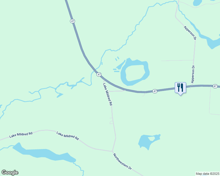 map of restaurants, bars, coffee shops, grocery stores, and more near 4725 Wisconsin 47 in Rhinelander
