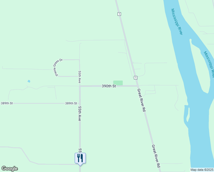 map of restaurants, bars, coffee shops, grocery stores, and more near 390th Street in Stearns County