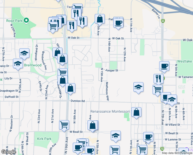 map of restaurants, bars, coffee shops, grocery stores, and more near 859 Jessie Way in Bozeman