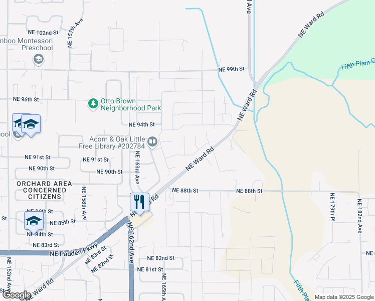 map of restaurants, bars, coffee shops, grocery stores, and more near 9105 NE 167th Court in Vancouver