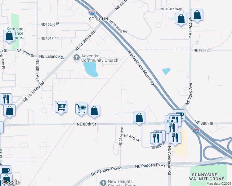map of restaurants, bars, coffee shops, grocery stores, and more near 9210 Northeast 62nd Avenue in Vancouver