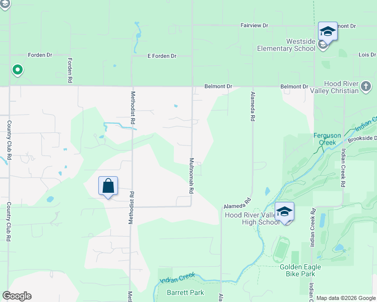 map of restaurants, bars, coffee shops, grocery stores, and more near 1100 Multnomah Road in Hood River