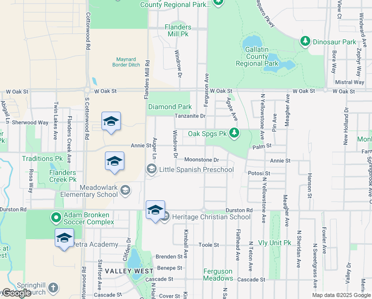 map of restaurants, bars, coffee shops, grocery stores, and more near 4152 Annie Street in Bozeman