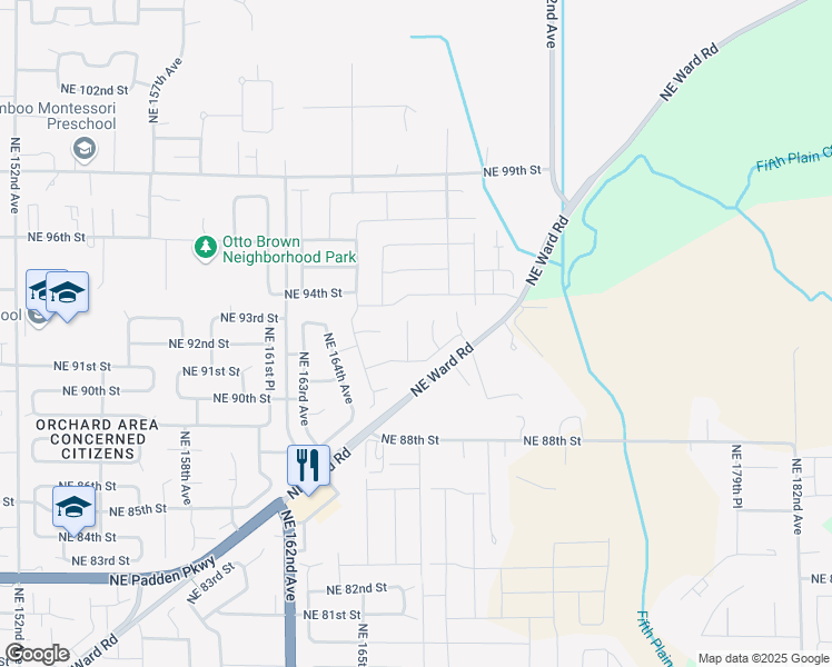 map of restaurants, bars, coffee shops, grocery stores, and more near 9117 NE 167th Court in Vancouver