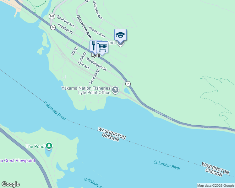 map of restaurants, bars, coffee shops, grocery stores, and more near 919 Old Ferry Road in Lyle