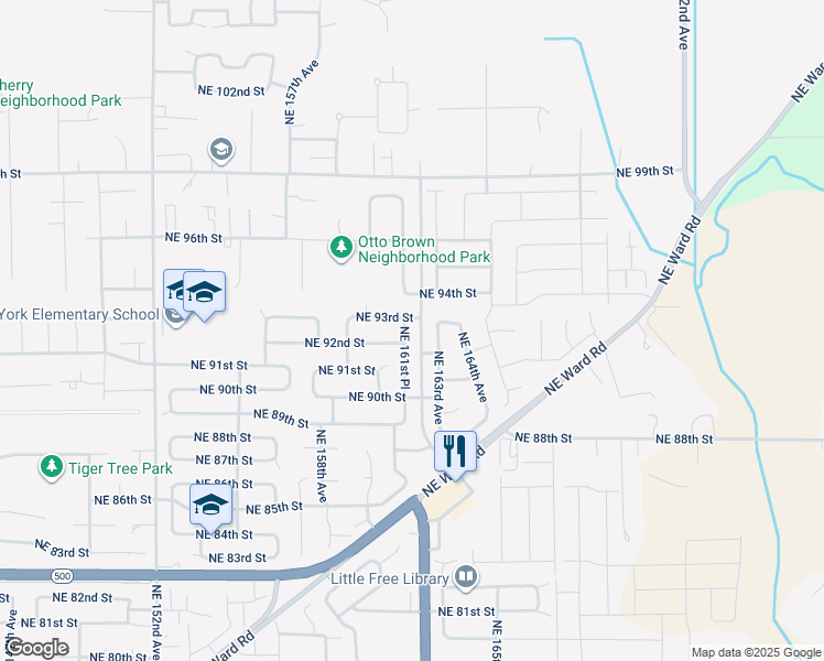 map of restaurants, bars, coffee shops, grocery stores, and more near 9209 Northeast 161st Place in Vancouver