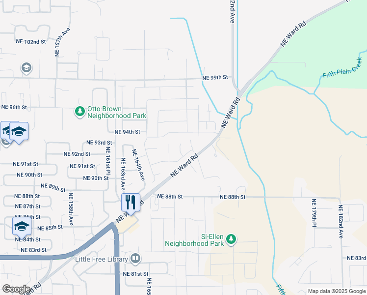 map of restaurants, bars, coffee shops, grocery stores, and more near 9115 Northeast 168th Court in Vancouver