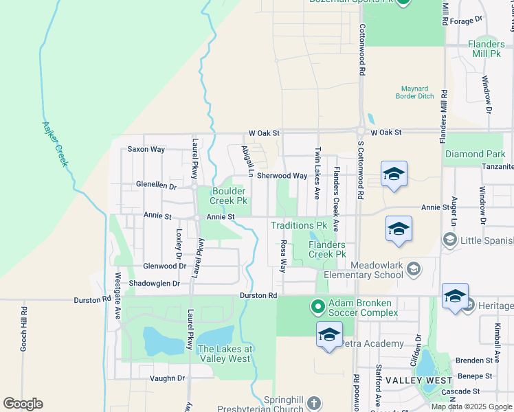 map of restaurants, bars, coffee shops, grocery stores, and more near 1060 Cassandra Lane in Bozeman