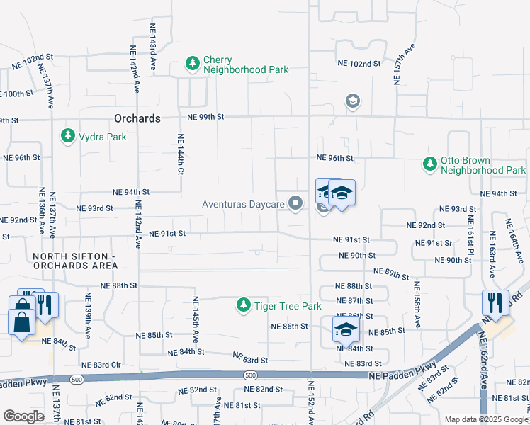 map of restaurants, bars, coffee shops, grocery stores, and more near 9306 Northeast 150th Avenue in Vancouver