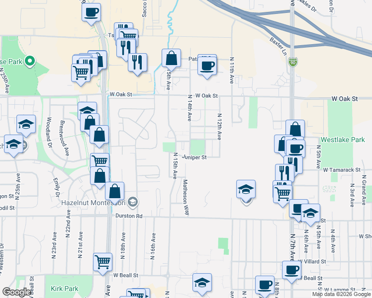 map of restaurants, bars, coffee shops, grocery stores, and more near 1079 North 14th Street in Bozeman