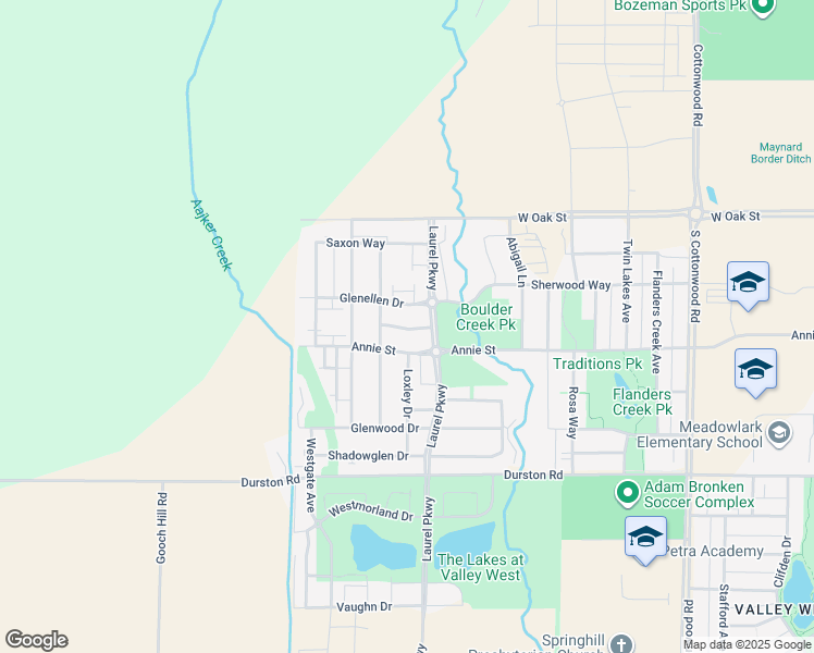 map of restaurants, bars, coffee shops, grocery stores, and more near 5425 Glenkirk Drive in Bozeman