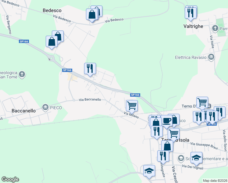 map of restaurants, bars, coffee shops, grocery stores, and more near 3 Via Brughiere in Terno D'isola