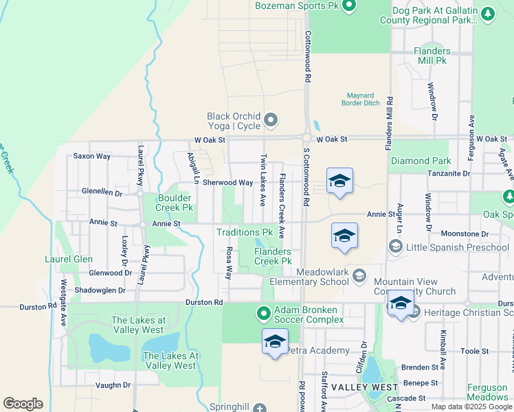 map of restaurants, bars, coffee shops, grocery stores, and more near 979 Twin Lakes Avenue in Bozeman