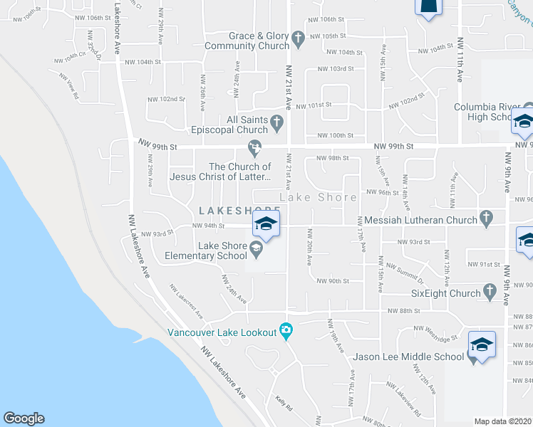 map of restaurants, bars, coffee shops, grocery stores, and more near 9412 Northwest 22nd Court in Vancouver